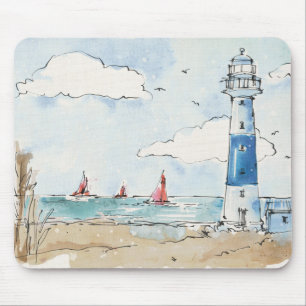 Mousepad Farol azul e branco