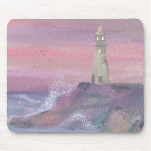 Mousepad Farol Bluff Costeiro Com Céu Rosa (Frente)