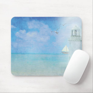 Mousepad Farol branco e veleiro