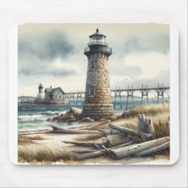 Mousepad Farol Costeiro Rústico Praia à Beira-Mar