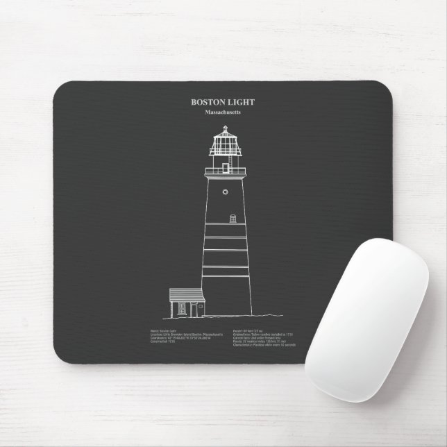 Mousepad Farol de Boston Light - Massachusetts - PD (Com mouse)
