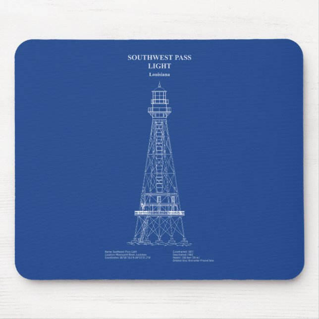 Mousepad Farol de Passagem do Sudoeste - Louisiana - AD (Frente)