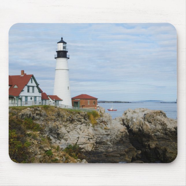 Mousepad Farol de Portland Headlight em costa rochosa (Frente)