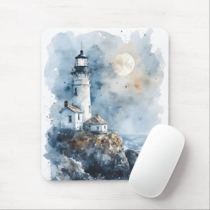 Mousepad Farol iluminado na costa rochosa