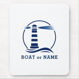 Mousepad Farol náutico Seu Barco ou Nome Azul