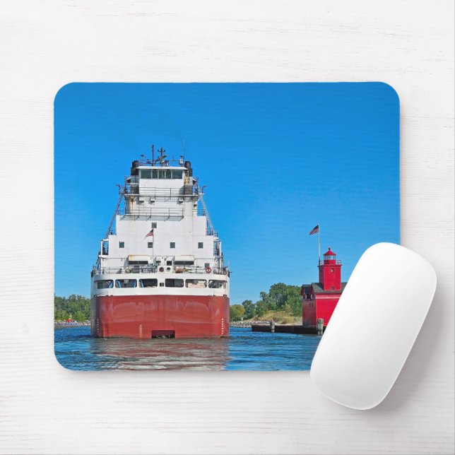 Mousepad Farol Vermelho Grande e Cargueiro (Com mouse)
