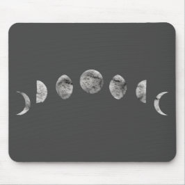 Mousepad Fases da Lua em Preto e Branco com Aquarela Modern