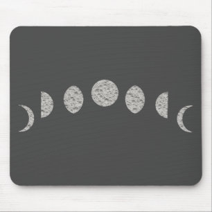 Mousepad Fases da Lua Preto Branco Cinza Moderno Minimalist