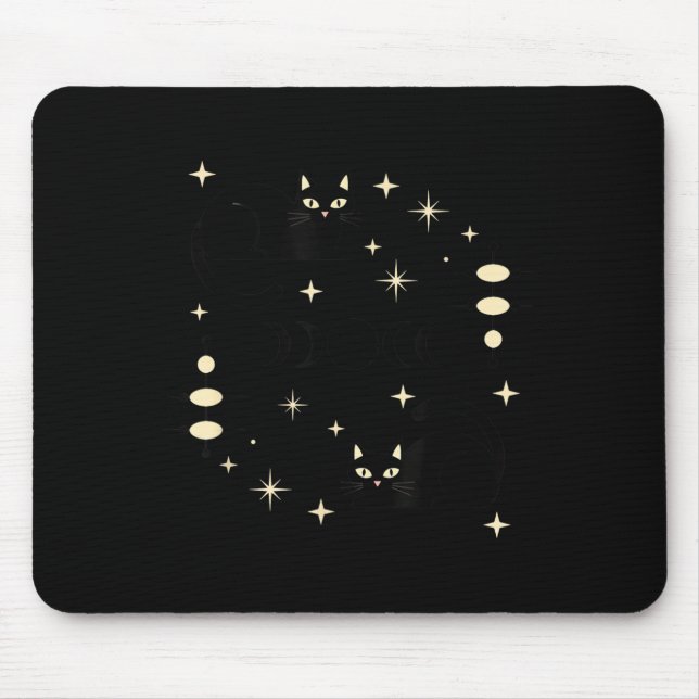 Mousepad Fases da Lua Witchy Gato Celestial Arte de Gato Pr (Frente)