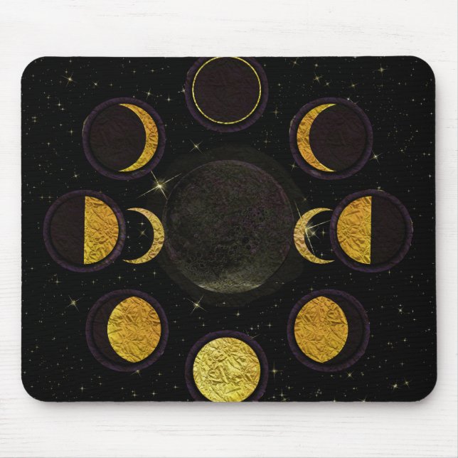 Mousepad Fases Mágicas da Lua Preta e Dourada (Frente)