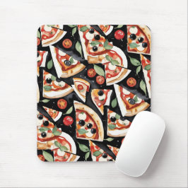 Mousepad Fatias De abstrato Pizza Num Fundo Preto