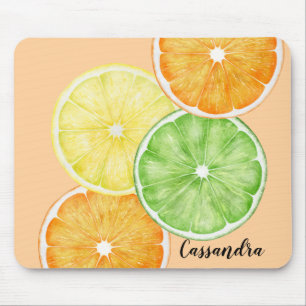 Mousepad Fatias de Fruta Cítrica Laranja, Lima e Limão