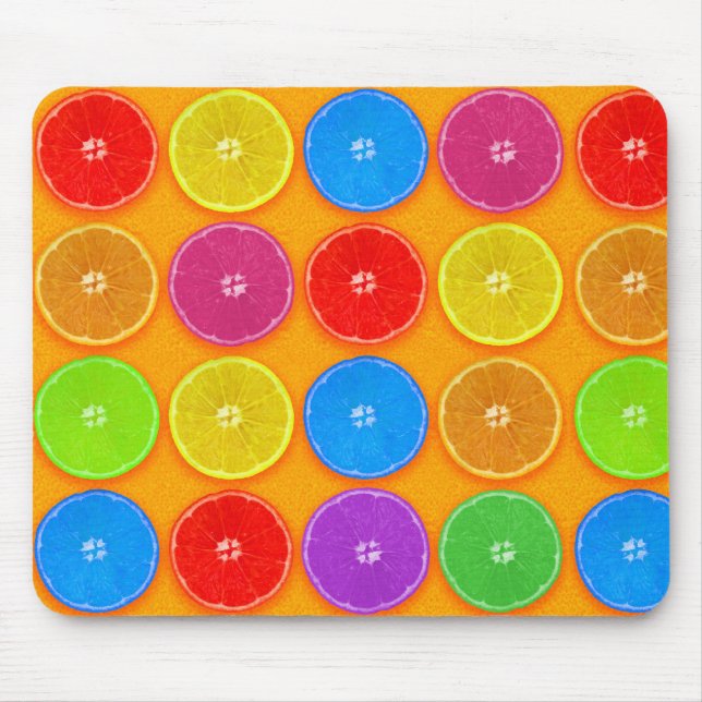 Mousepad Fatias de Laranja Frescas e Coloridas (Frente)