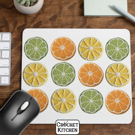 Mousepad Fatias Mínimas Modernas de Citros de Crochet