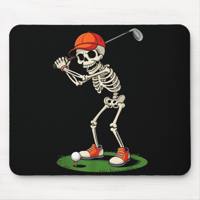 Mousepad Fato de Golfe de Esqueleto de Halloween Engraçado  (Frente)