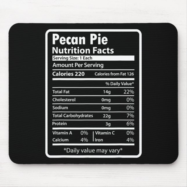 Mousepad Fatos engraçados de nutrição da torta de Pecan par (Frente)