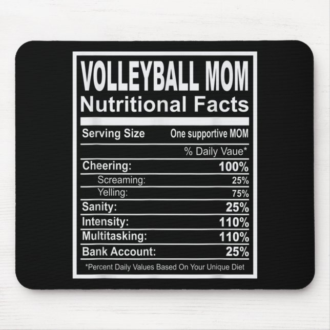 Mousepad Fatos Nutricionais da Mãe de Voleibol (Frente)