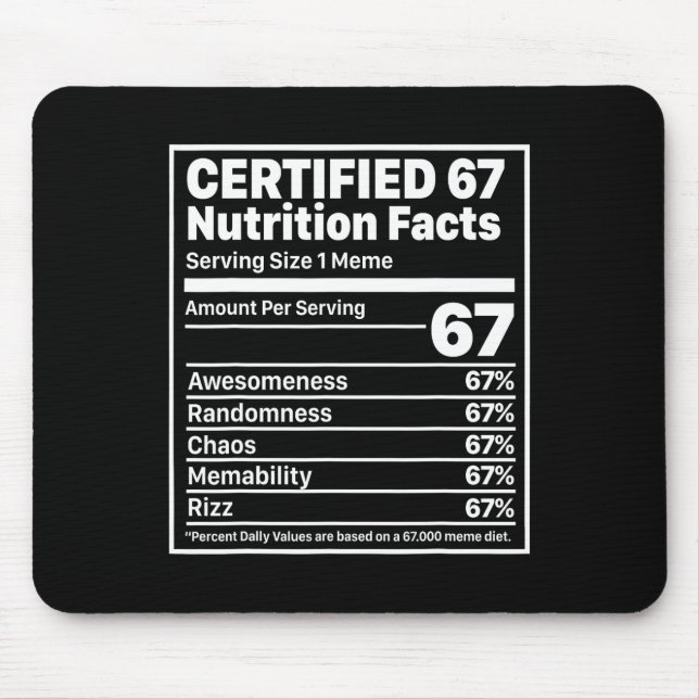 Mousepad Fatos Nutricionais Engraçados 67 Seis Sete Geração (Frente)