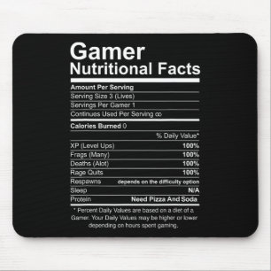 Mousepad Fatos Nutricionais Legal Jogos de Vídeo Jogador En