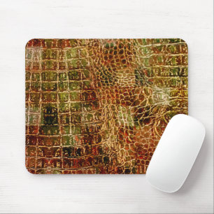 Mousepad Faux Alligator Animal Pele Couro Vermelho Castanho