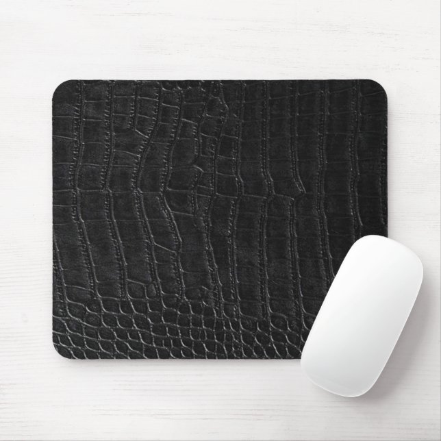 Mousepad Faux Black Alligator Crocodile Leather Print (Com mouse)