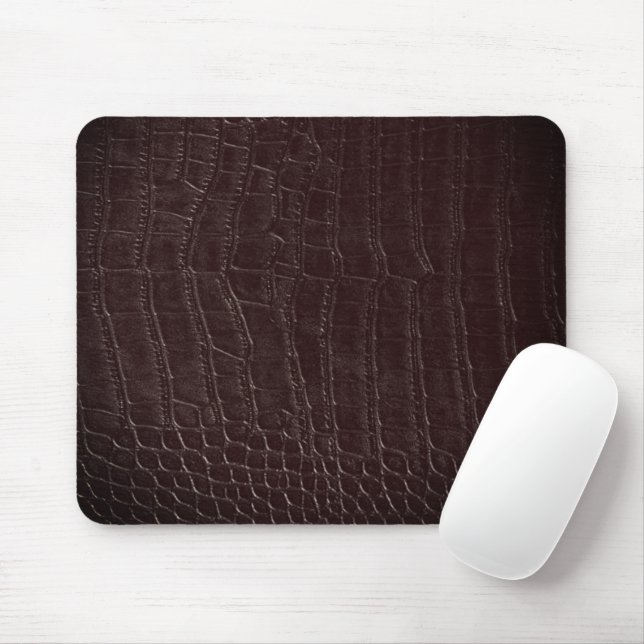 Mousepad Faux Brown Alligator Crocodile Leather Print (Com mouse)