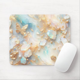 Mousepad Faux Holographic Opal Moonstone Dourada Butterfly