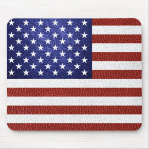 Mousepad Faux Red White Blue Leather USA Flag