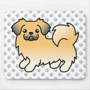 Mousepad Fawn Sable Tibetan Spaniel Cute Cartoon Dog & Paws