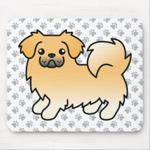 Mousepad Fawn Tibetan Spaniel Cute Cartoon Dog & Paws