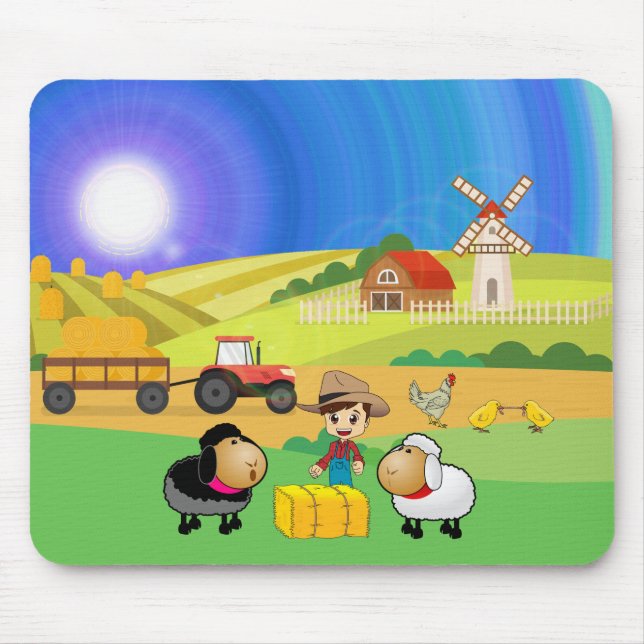 Mousepad Fazenda Bonita, Ovelhas e Frangos (Frente)