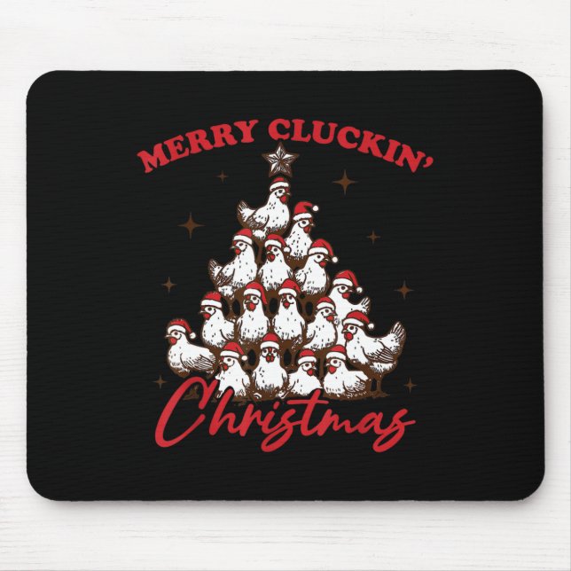 Mousepad Fazenda De Árvore De Frango De Natal Da Feliz Retr (Frente)