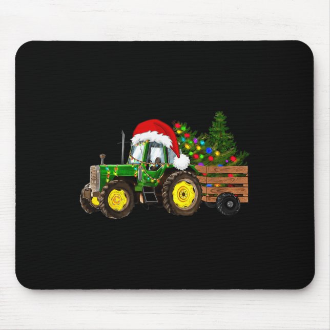 Mousepad Fazenda de Natal Trator Tree Luzes Santa Hat Xmas (Frente)