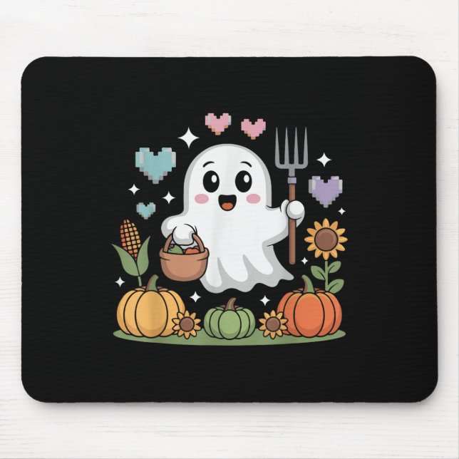 Mousepad Fazendeiro Fantasma Colhendo Legumes Abóboras Hall (Frente)