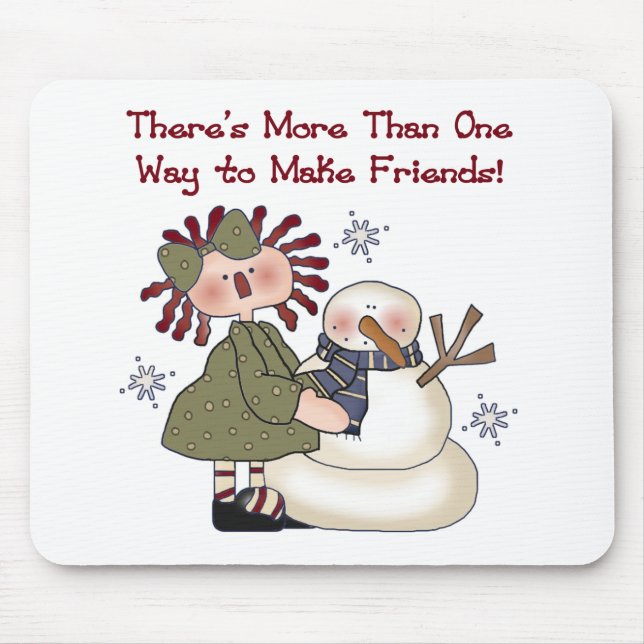 Mousepad Fazer Amigos Snowman T-shirts e presentes (Frente)