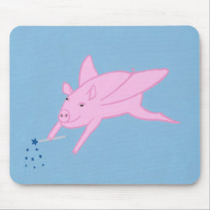 Mousepad Fazer de Suíno Rosa Voando Mouses pads Estrelas Az