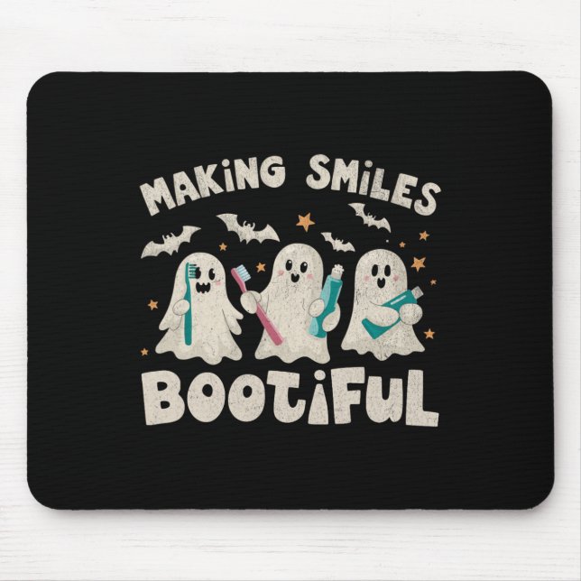 Mousepad Fazer sorri Bootizando Halloween Engraçado Ghost D (Frente)