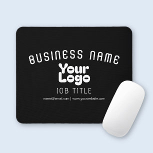 Mousepad Fazer upload do logotipo Retro-Moderno Preto e Bra