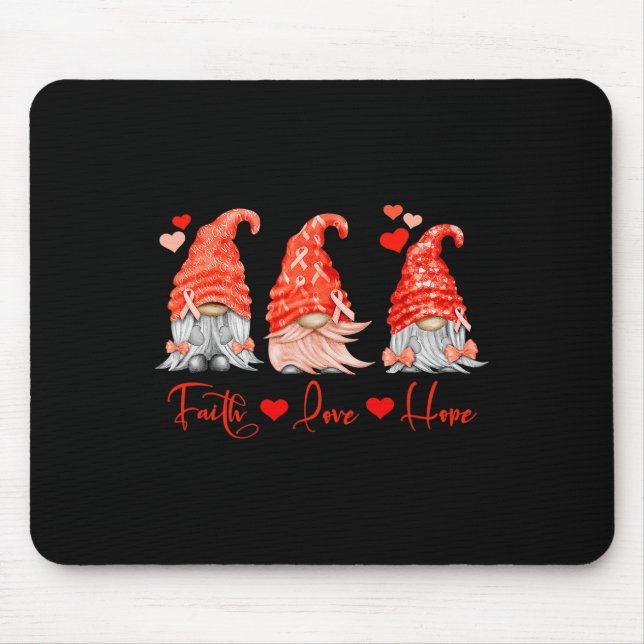 Mousepad Fé do Cancer de Sangue Esperança Adora Gnomos Verm (Frente)