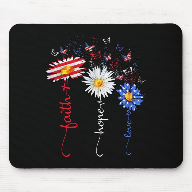 Mousepad Fé Esperança Amor Borboleta Margarida Cristãos Deu (Frente)