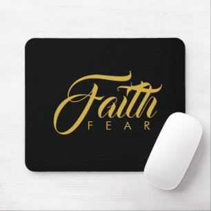 Mousepad Fé sobre o medo Dourado e negro