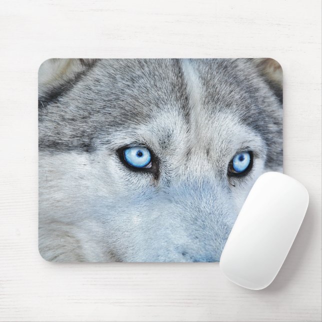 Mousepad Feche o Husky Siberiano com Olhos Azuis (Com mouse)