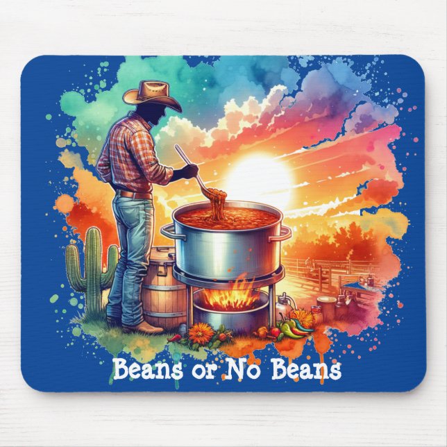 Mousepad Feijões ou No Beans Chili Cozinhar Cowboy 1 (Frente)