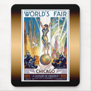 Mousepad Feira Mundial de Chicago 1933 - Arte Deco Retro Vi