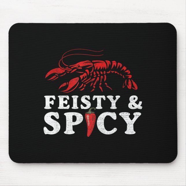 Mousepad Feisty And Scy Funny Crawfish Boil Cute Mardi Gras (Frente)