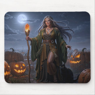 Mousepad Feiticeira da Terra do Campo de Abóbora Iluminado