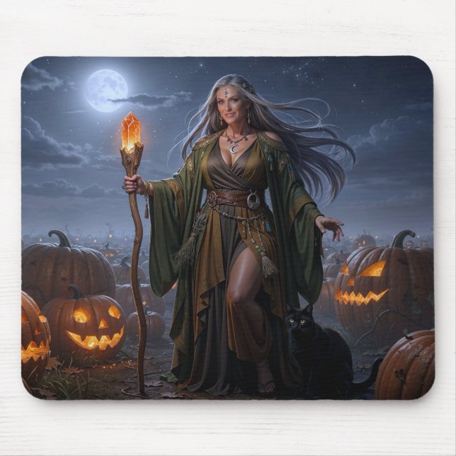 Mousepad Feiticeira da Terra do Campo de Abóbora Iluminado  (Frente)