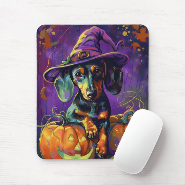 Mousepad Feiticeira De Halloween E Abóbora De Cachorro Louc (Com mouse)