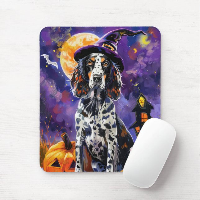 Mousepad Feiticeira do Cachorro Inglês e Abóbora (Com mouse)