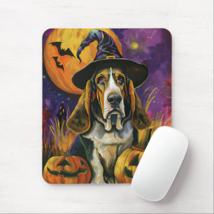Mousepad Feiticeira E Abóbora De Hound Halloween Spooky Bas